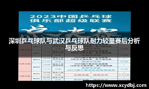 深圳乒乓球队与武汉乒乓球队耐力较量赛后分析与反思